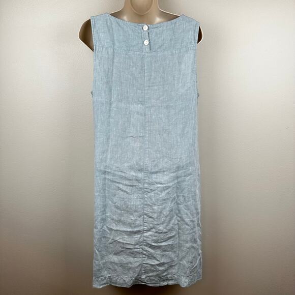 J. Jill Love Linen Dress Sleeveless Pockets Button Detail Aqua Medium Coastal - Picture 6 of 12